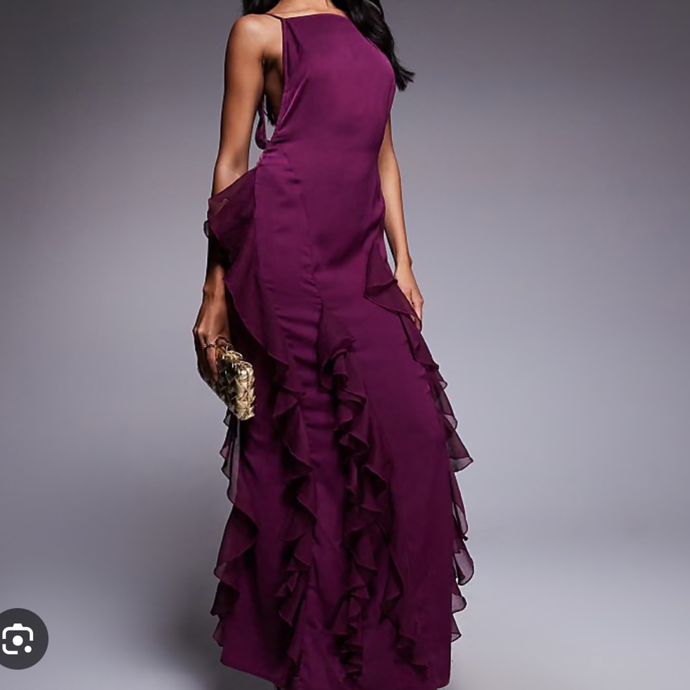 Purple Satin Maxi Dress